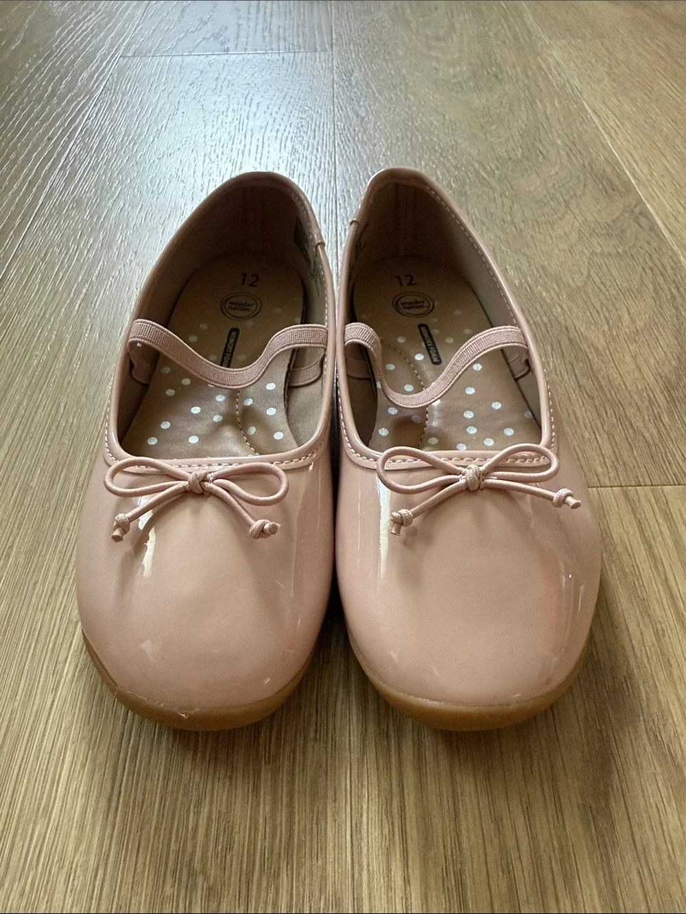 Wonder Nation Girls' Patent Ballet Flats in Blush Pink Size 12